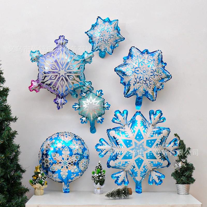 10 PCS Ice and Snow Themed Balloons Set Winter Snowflakes Christmas Balloon Decoration Frozen Wonderland Hanging  Ballons