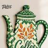 Dining Room Wall Accents 7Pcs Coffee Themed Wooden Decor, 2D Flat Farmhouse Kitchen Art Retro Sign Plaques, Country Style Ornaments for Cafe