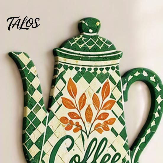 Dining Room Wall Accents 7Pcs Coffee Themed Wooden Decor, 2D Flat Farmhouse Kitchen Art Retro Sign Plaques, Country Style Ornaments for Cafe
