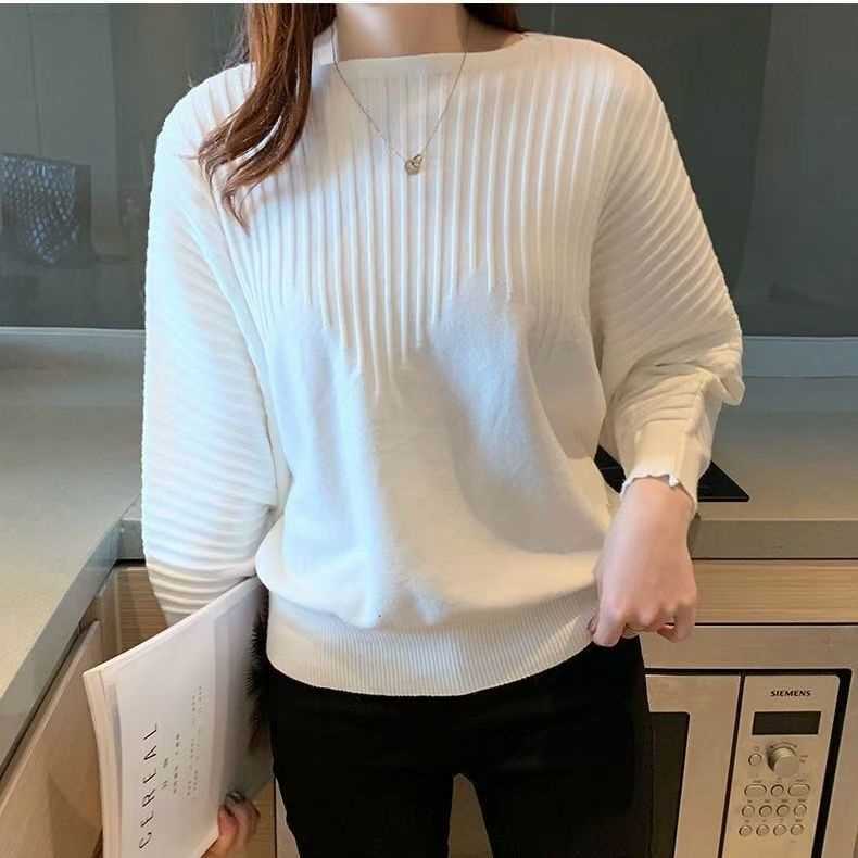 

Женский трикотажный свитер с рукавами «летучая мышь» для весны и осени, базовый слой, с открытыми плечами, свободный, минималистичный, универсальный топ 2XL