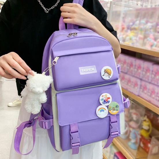 4 Pcs/Set Student Backpack Set Includes Crossbody Bag Pencil Case And Tutoring Bag Large Capacity