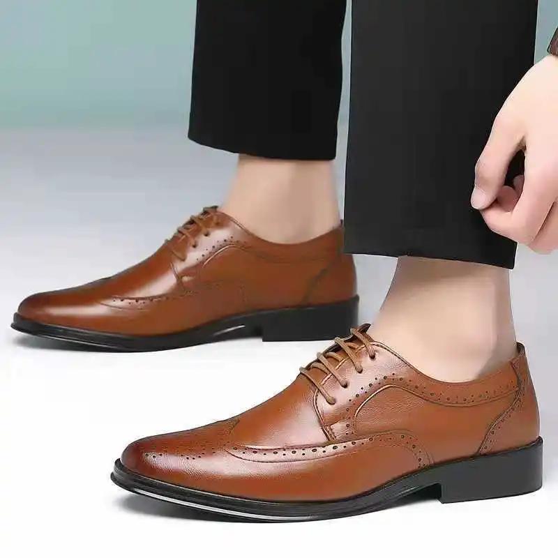Pointed Toe Breathable In Summer Official New Social Shoe for Men 39 Gentleman Leather Casual Dress Shoes Man Low Price Clothing