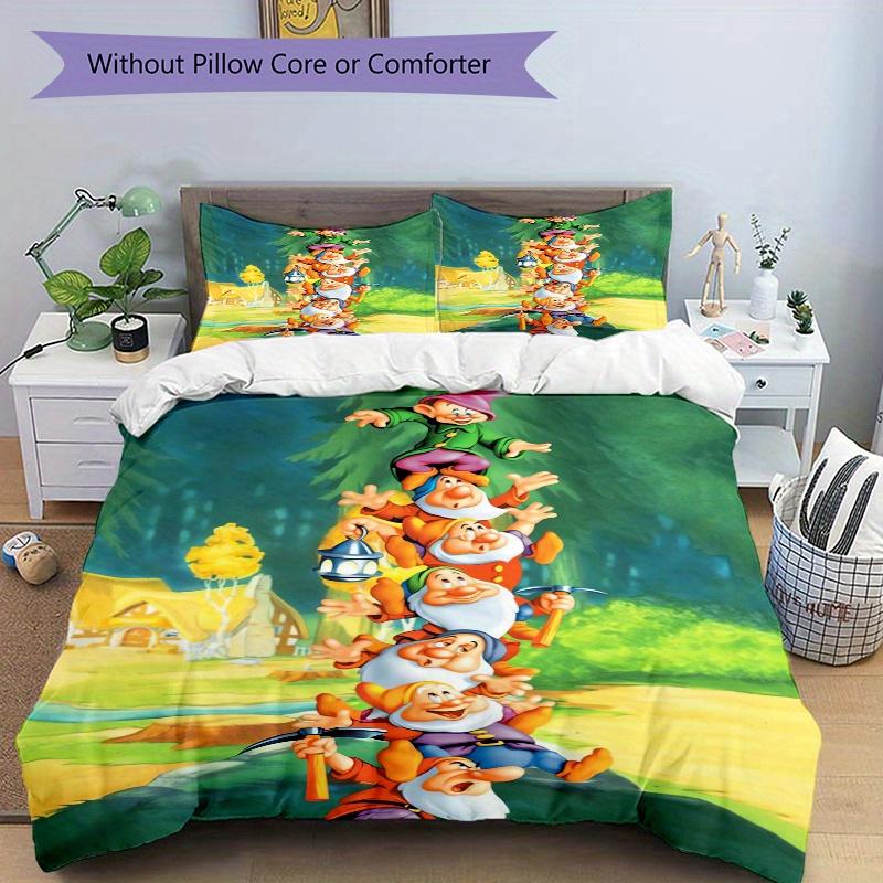 3pcs Happy Seven Dwarfs Print Cover Set Ultra Soft, Breathable, and Comfortable Bedding with Stylish Design for Bedroom and Guest Room Decor 1 Co