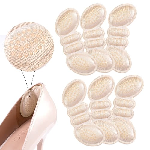 Heel cushions, prevent blisters, prevent heel slippage, soft silicone heel pads, anti-slip, with 3M adhesive, shoe size adjustment, unisex, 3 pairs (6