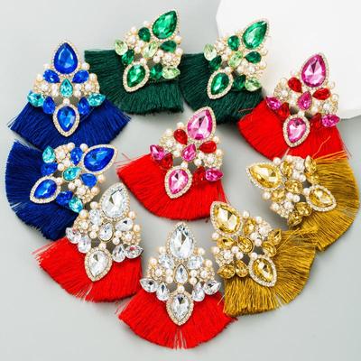 Women's Earrings Temperament Long Tassel Full Crystal Simple Versatile  Exaggerate Premium Small Drop Earrings