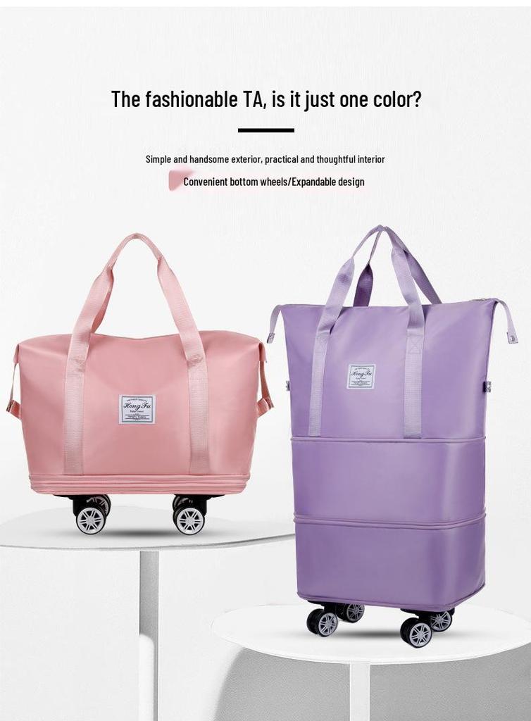 Expandable Wet/Dry Separation Luggage Bag with Universal Wheels - Large Capacity & Splash-Proof for Business Trips & Fitness Travel