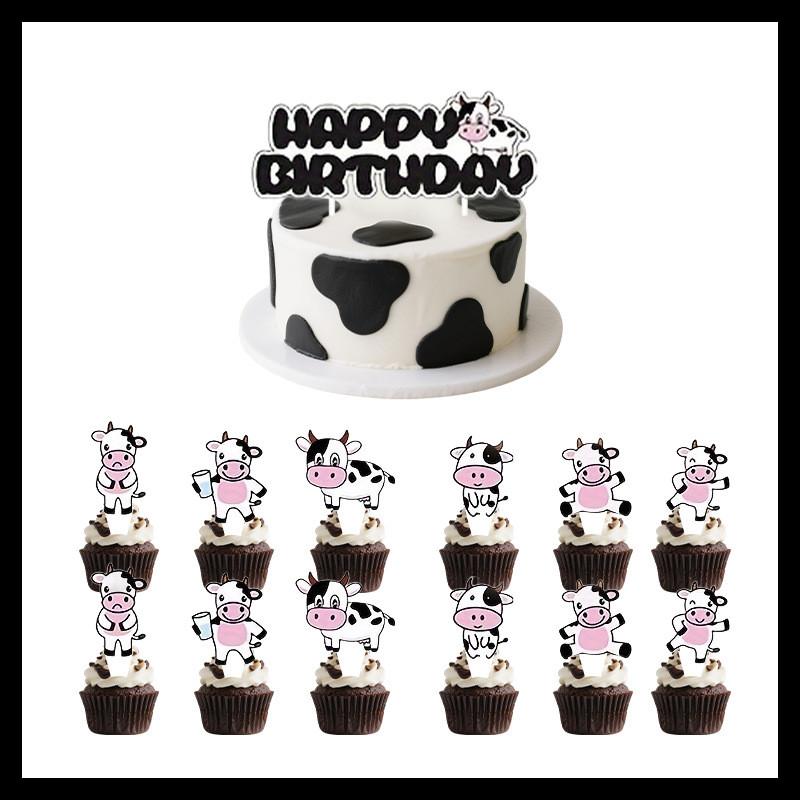 Farm Animal Cow Theme Party Supplies With Paper Flags Balloons Events Birthday