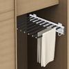 9-Rod Pull-Out Pants Rack – Heavy Duty Slide-Out Trouser Organizer with Silent Rails & Anti-Slip Flocking – Black/Silver