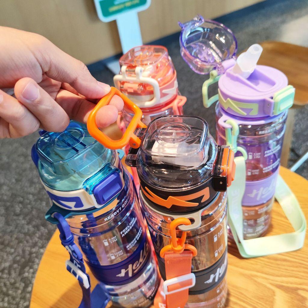 Pc Water Bottle With Strap And Push Lid For Office Home Outdoor Use