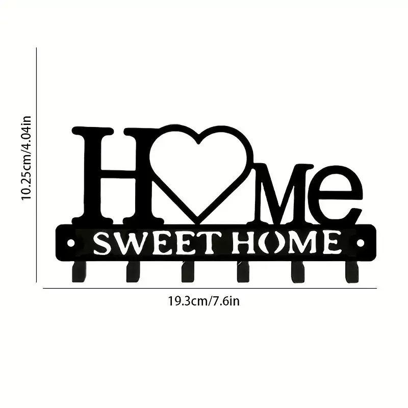 Metal Letter Key Storage Hook Rack - Decorative Wall-Mounted Silhouette for Bedroom