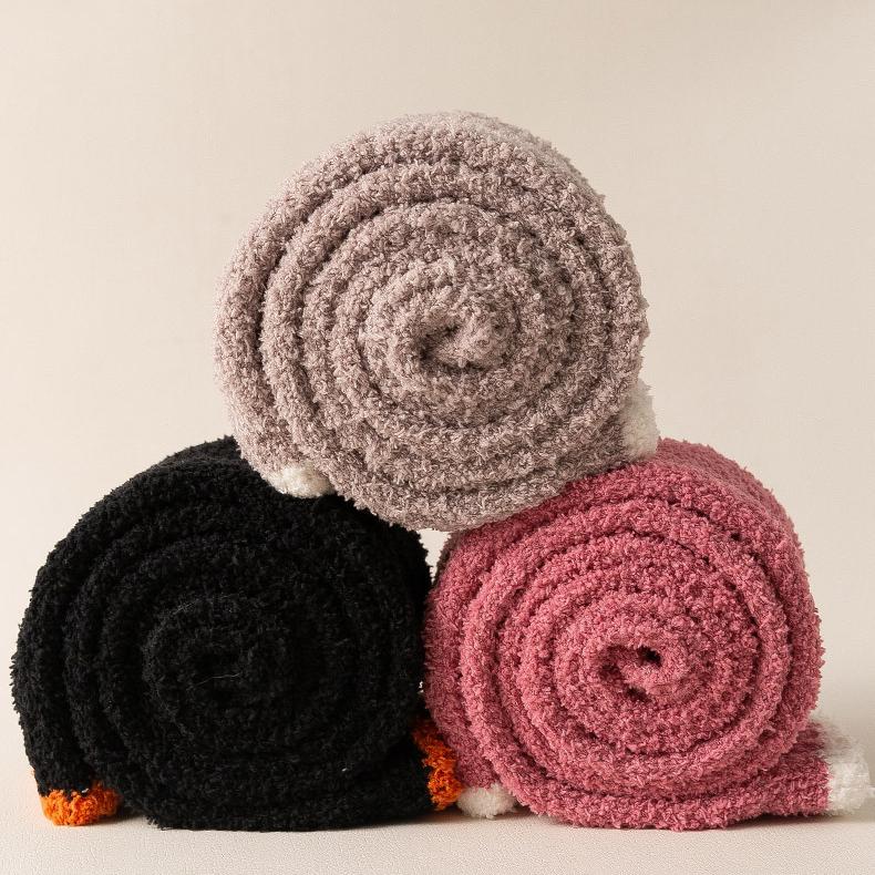 Women's Winter Warm Knee-high Solid Color Socks Thickened Coral Velvet Home Long Socks