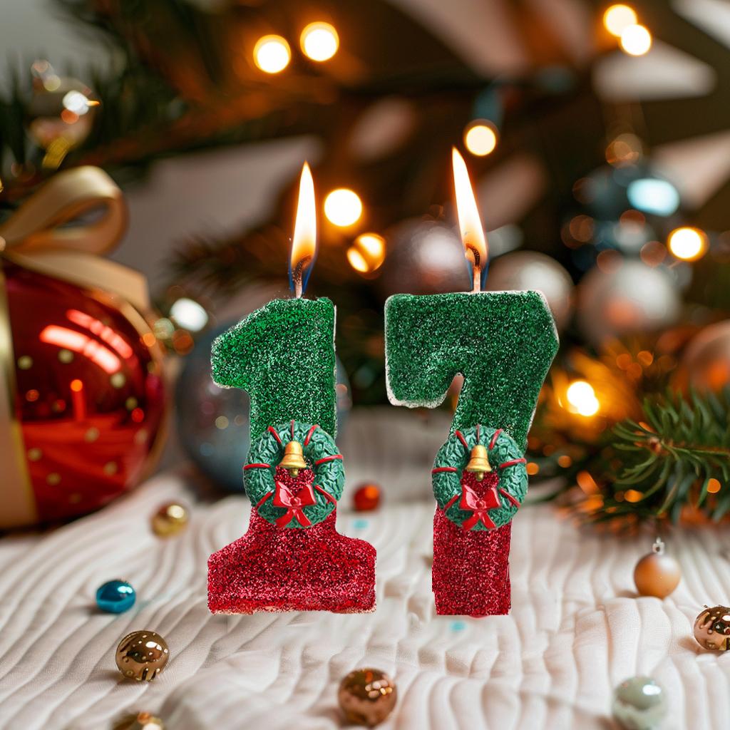 Christmas Cake Decoration Christmas Birthday Candle Number 1 Year Wreath Toppers Merry Christmas for children