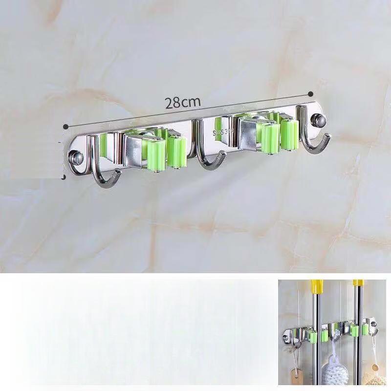 Self-Adhesive Stainless Steel Mop & Broom Holder