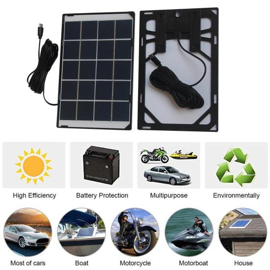 6W 5V Solarpanel Tragbar Hohe Effizienz Leichter Typ-C Außen Gartenlampe Camping Laterne Überwachungskamera Solar Ladegerät Platine mit 5M Kabel