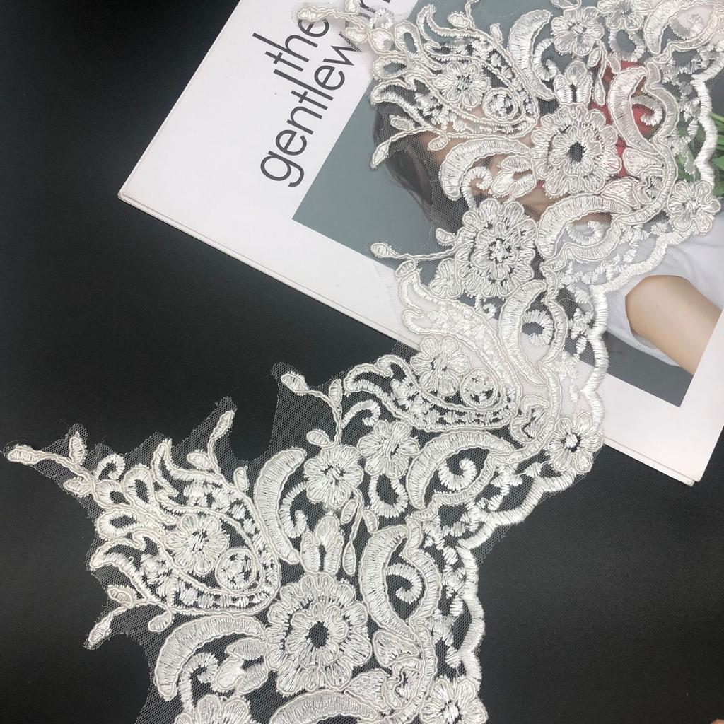 50Yard Car Bone Lace Lace Book White Embroidery Wedding Dress High-End Accessories Skirt Headgear Diy Wavy Edge French