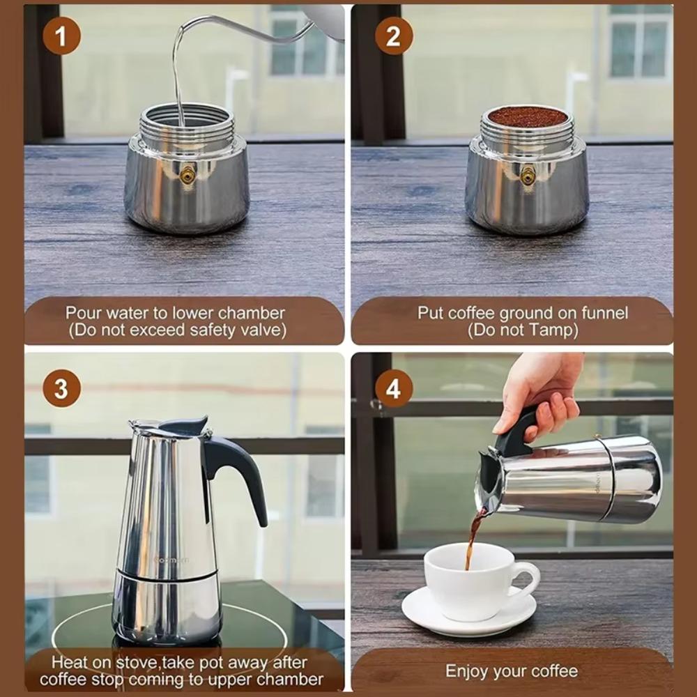 Stainless Steel Coffee Maker Percolator Filter Coffee Pot Coffee Brewer Mocha Pot  Espresso