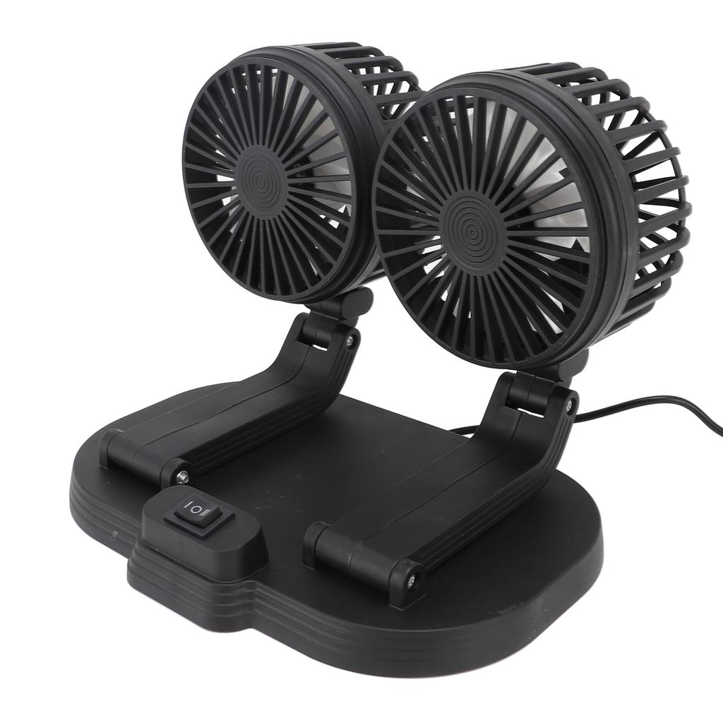 Dual Heads USB Fan for Car Dashboard Multi Speeds Quiet Portable Vehicle Cooling Fan for RV Truck
