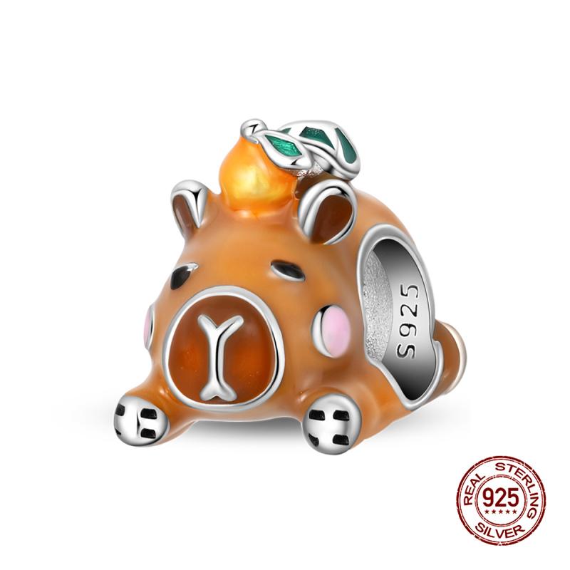 Authentic Original Charm Bead Component Copper Metal Characters & Capybara Charm Bead Component Bead Components Compatible With 3mm Authentic