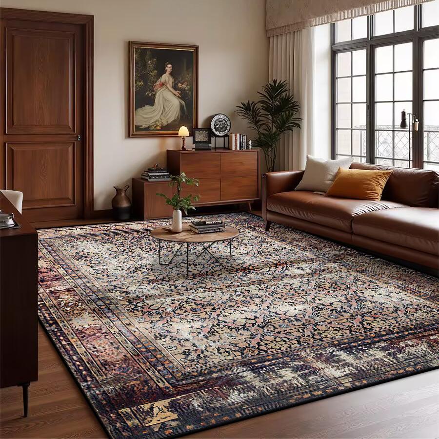Retro Bohemian Persian Luxury Carpet for Living Room Comfortable Soft Non-slip Bedroom Rugs Classical Entrance Door Mat Washable