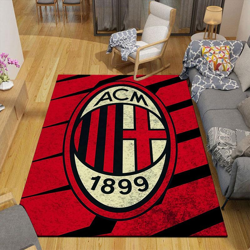 Schwarzer ACM Flanell Bedruckter Teppich, Heim Sofa Dekoration für Wohnzimmer & Schlafzimmer, Rutschfeste Spiel Flanell Bodenmatte für Spielzimmer