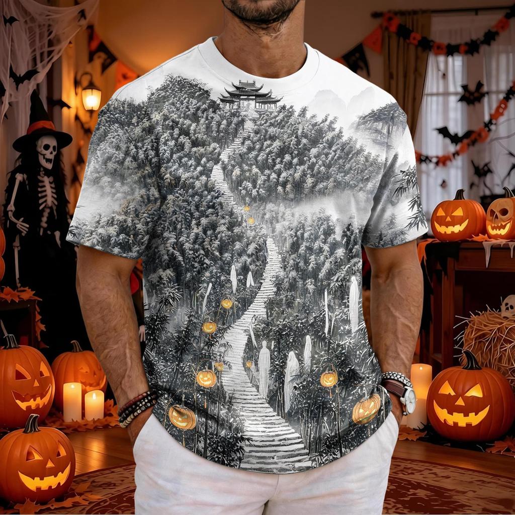Men's Halloween Round Neck Short Sleeve T-Shirt