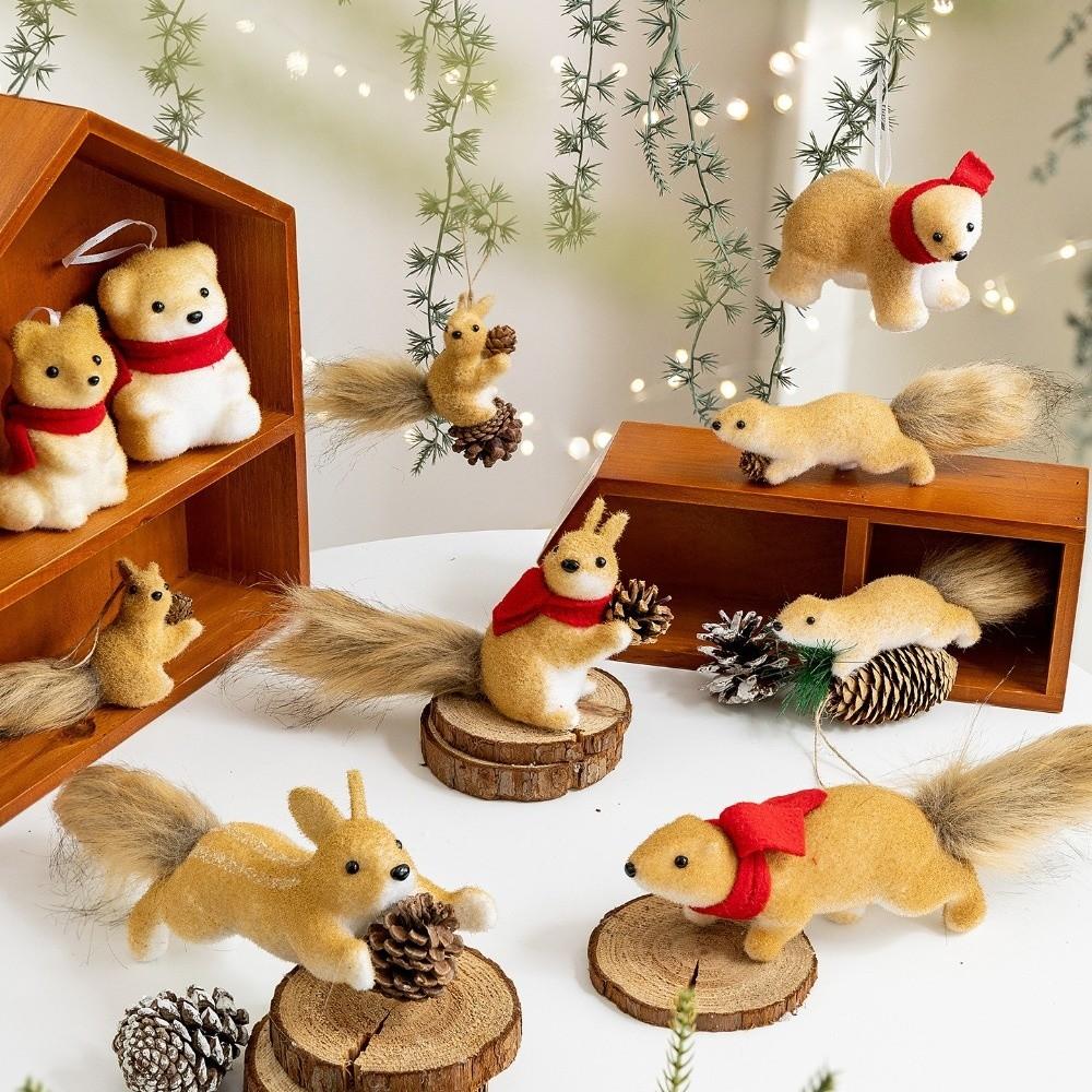 Simulated Craft Christmas Squirrel Ornament Artificial Foam Bear Decoration Xmas Tree