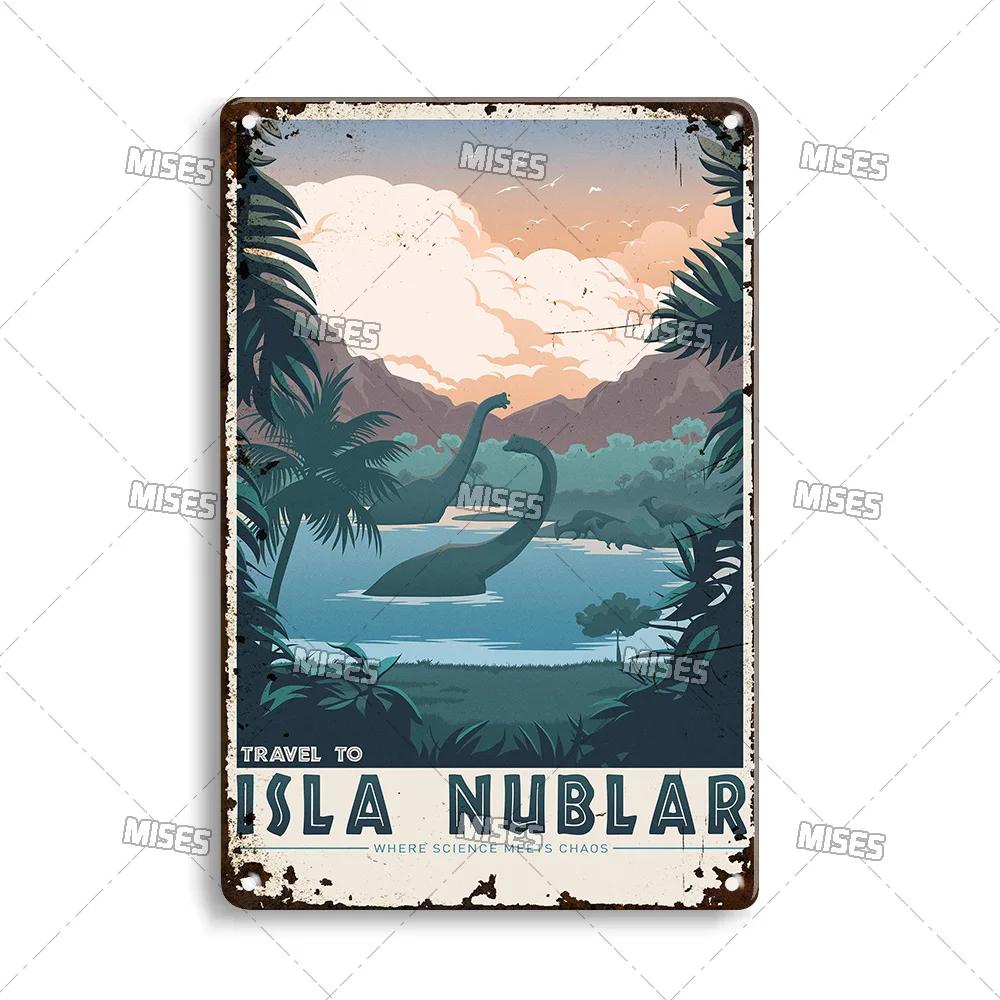 MISES Film Classico Jurassic Park Targa Metallica Pub Targa Metallica Giardino Vecchia Targa Murale Segno Metallico Arrugginito Decorazione Murale Poster Metallico