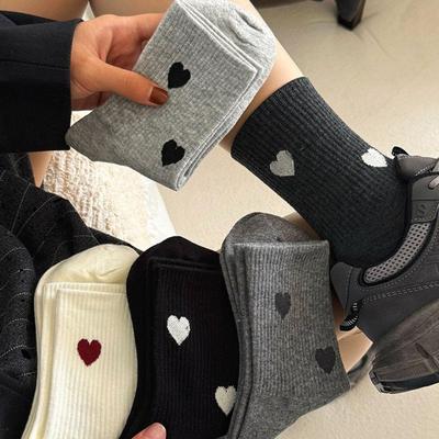 Funny Socks Cotton Women Socks For Heart Lolita Cute Women's Socks Set Y2k Kawaii Student Socks