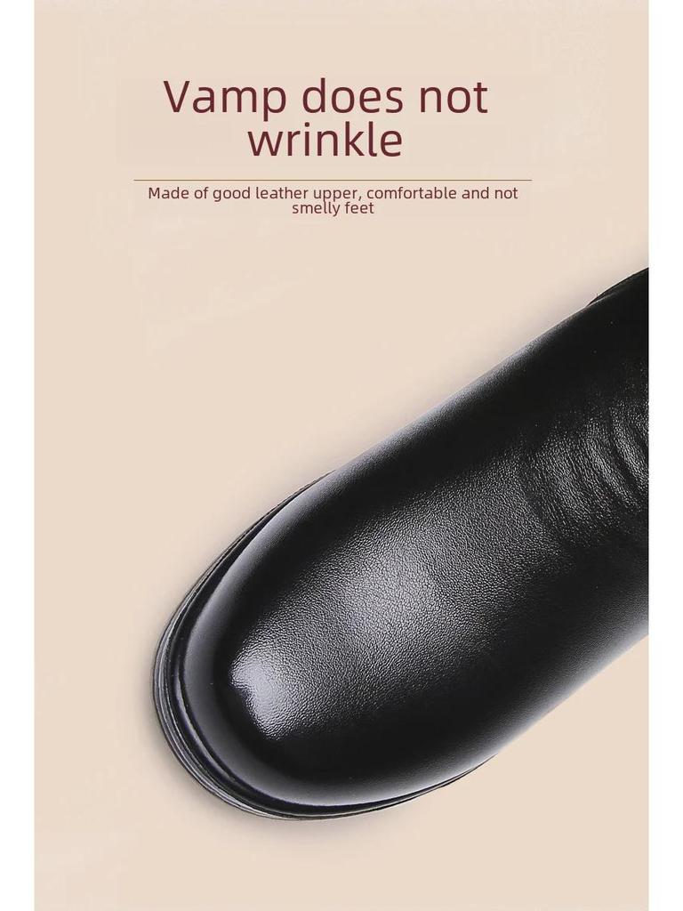 Women's Winter Cotton and Velvet Non-Slip Boots - Warm, Short Leather Footwear for Middle-Aged and Elderly