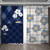 Black Blue Green Flower Chequered High Blackout Curtain Bedroom Space Living Room Hotel Window Curtain Thick Blackout Curtain Multicolor