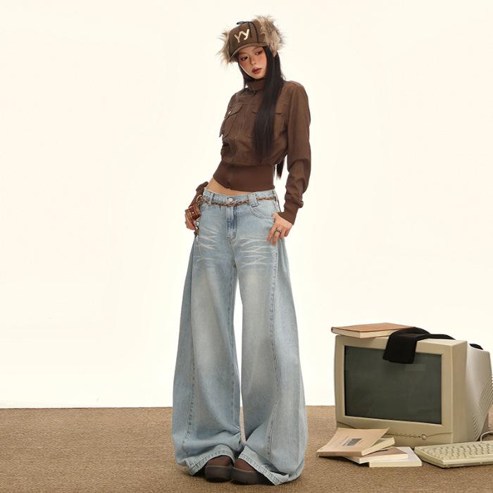 

Джинсы свободного кроя прямого покроя длиной до пола в американском ретро-стиле осени 2025 года Extra Small