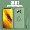 Funda con Soporte de Anillo de Silicona Líquida Para Xiaomi Poco F4 C40 M4 5G X3 X4 Pro X3 NFC F3 F4 GT M3 M4 Pro Soporte Magnético Funda para Teléfono