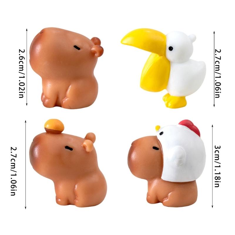 10Pcs Mini Capybaras Duck & Friend Figurines for Garden Decoration