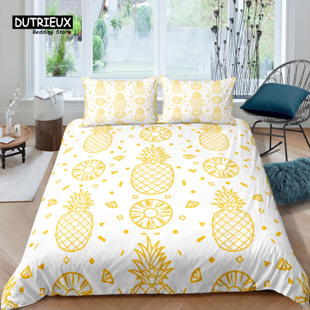 

Comforter Home Living Luxury 3D Gold Pineapple Bedding Set Fruit Queen And King Eu/Us/Au/Uk Size Comforter Bedding Comforter (quilt)-EU Single(135*200cm)3pcs