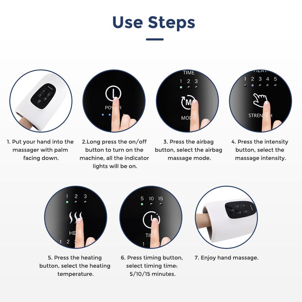 Electric Hand Massager for Arthritis Physiotherapy Airbag Compression Hot Compress Fingers Wrist Acupoint Massage Pain Relief