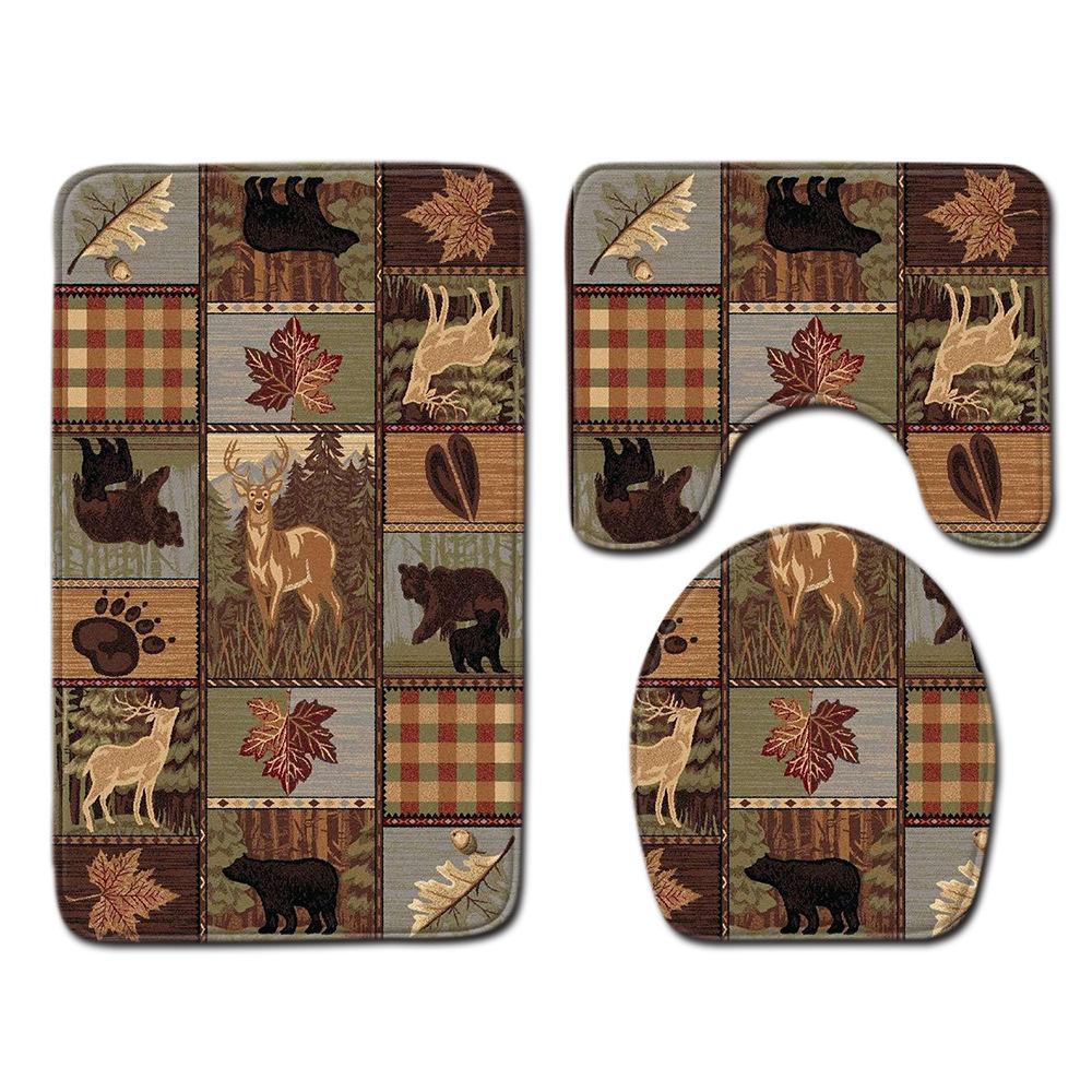 Covor de podea creativ din trei piese pentru toaletă, covor de ușă, covor de baie, covor de ușă moale antiderapant