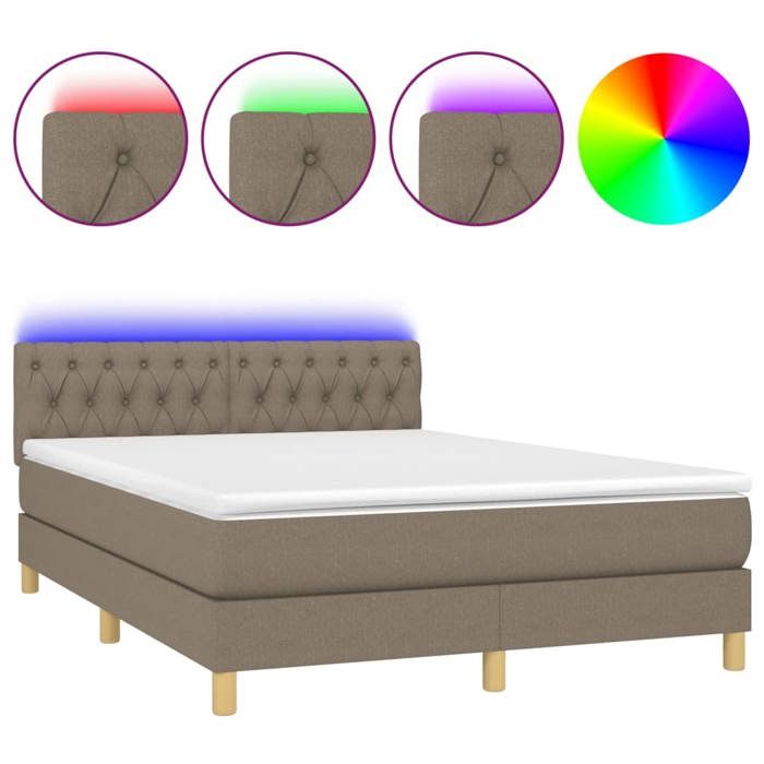 Exklusives Haus - Lattenrost mit LED-Matratze Taupe 140x190 cm Stoff