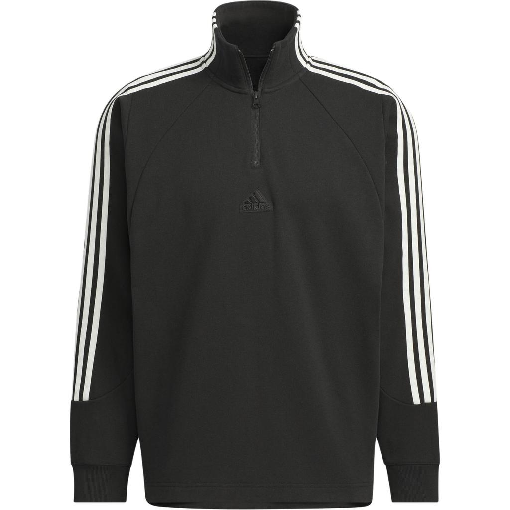adidas FW24 Half-Zip Series Logo Pullover Loose Long Sleeve Sweatshirt Unisex Sweatshirt Black JI6633