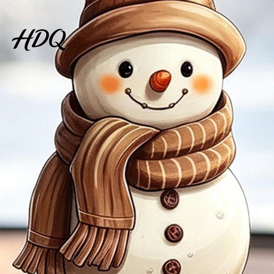 Durable Acrylic Hanging Pendant Cute Snowman Pendant 2D Flat Car Rearview Mirror Charming Winter Holiday Decoration with Keychain Ring Christmas