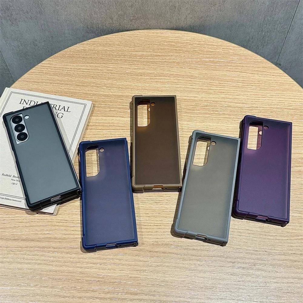 Protective Back Translucent Matte Phone Case For Samsung Galaxy Z Fold 6 5 4 Fold6 Fold5 Fold4 5G Shockproof Cover