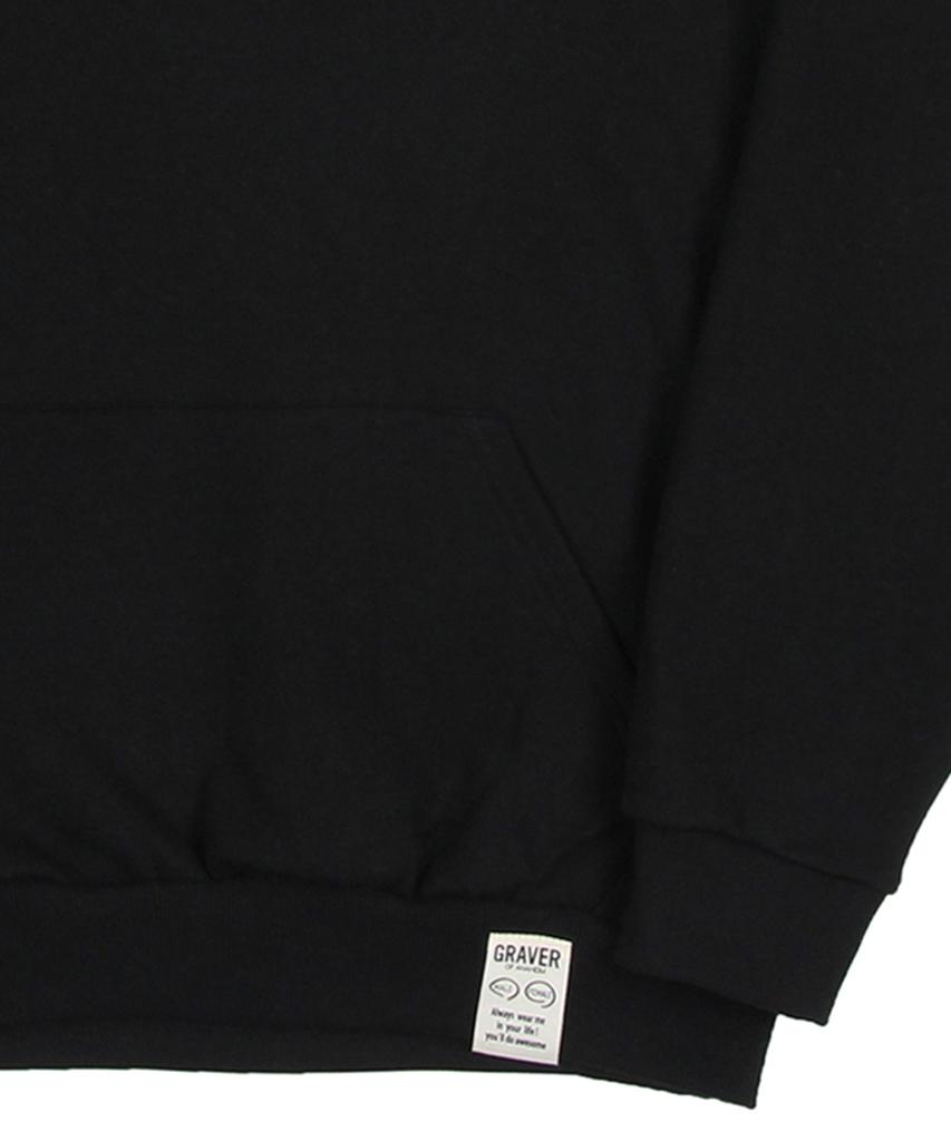 [Unisex] Flower Bear Embroidered Smile Hoodie_Black