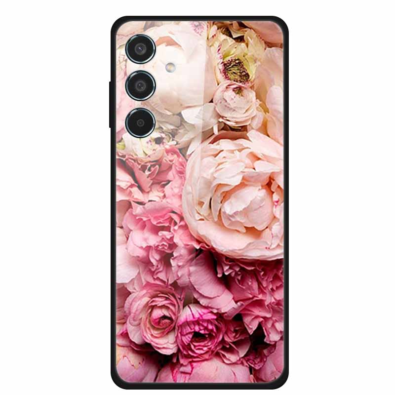 Glass Back Cover For Samsung Galaxy S24 FE Case S24FE Hard Tempered Glass Case For Samsung Galaxy M55 A16 Phone Case Soft Bumper