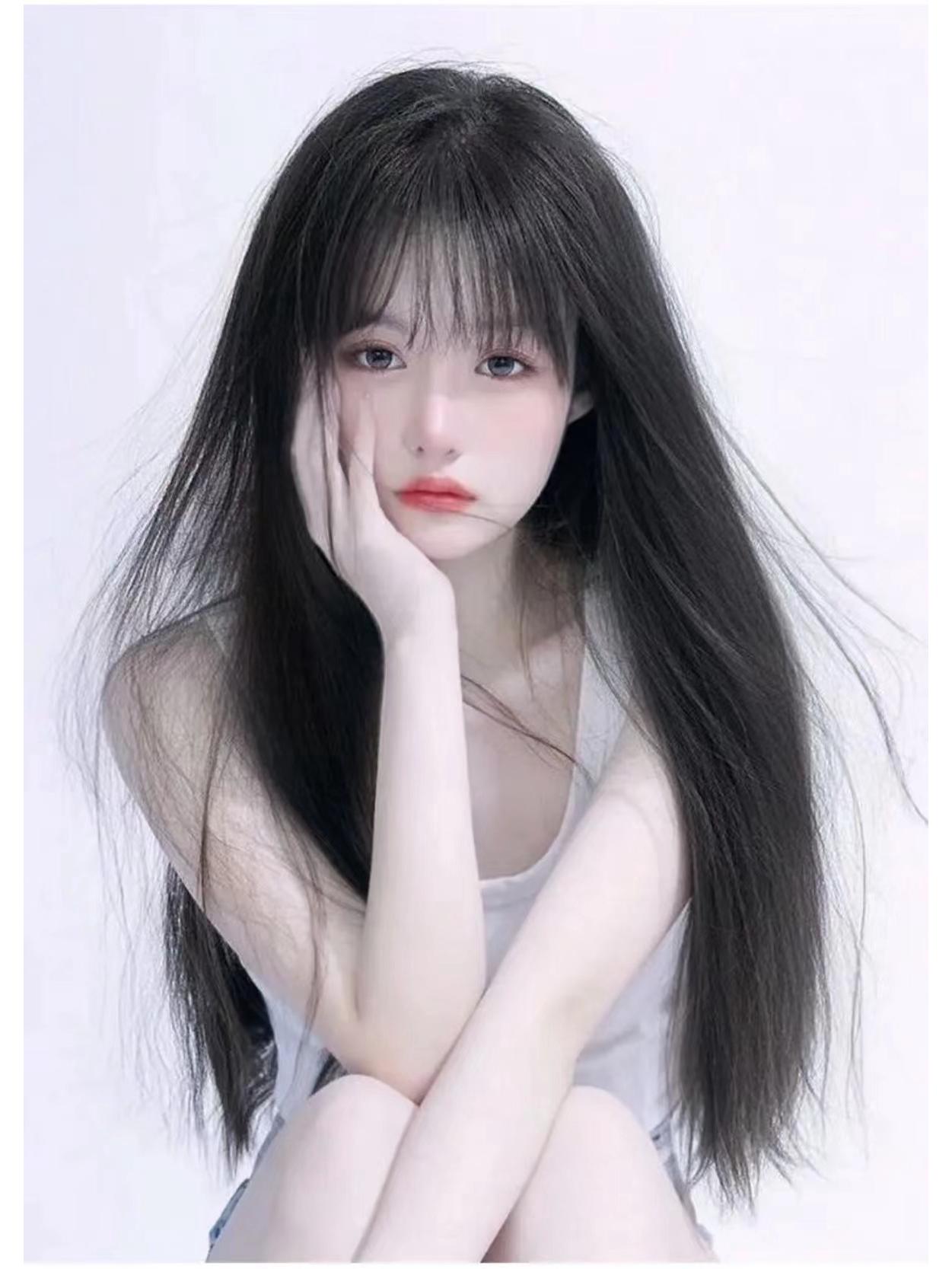 

Натуральные длинные прямые парики для женщин - реалистичные, полностью на голове, средней длины, черные