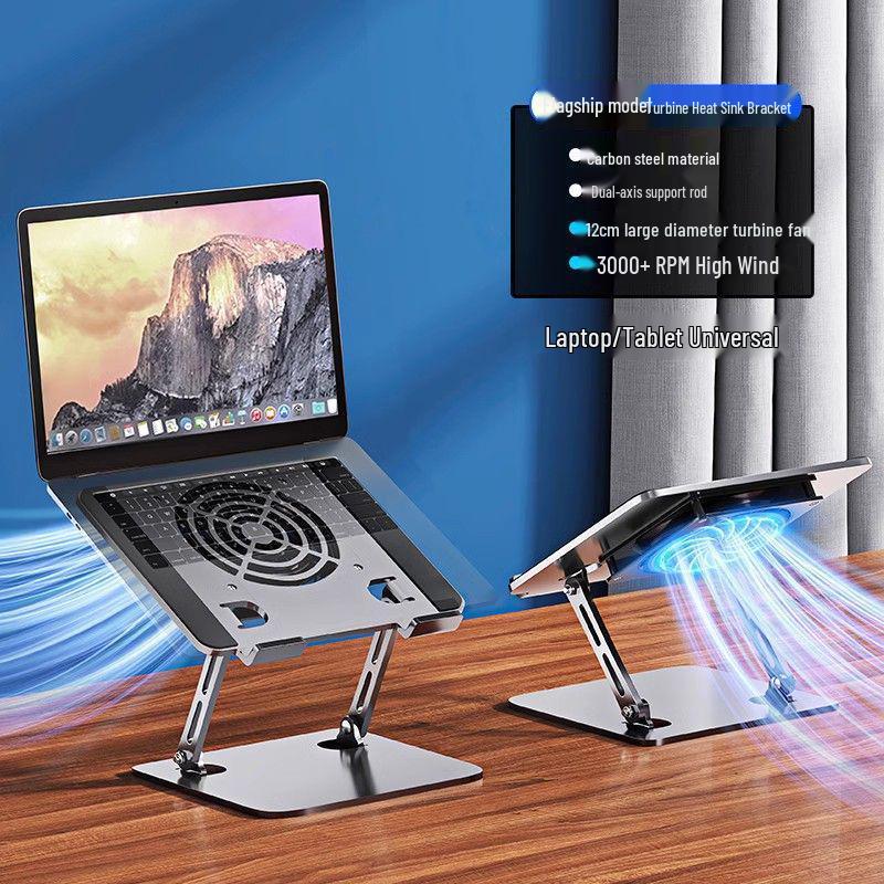 Universal Foldable Laptop Cooling Pad with Fan and Double-Layer Height-Adjustable Stand