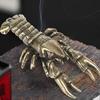 Yousheng Retro Crab/Lobster Ornaments Mini Vintage Brass Crayfish Figurine Funny Copper Shrimp Sculpture for Home Office Tea House Desktop Decor