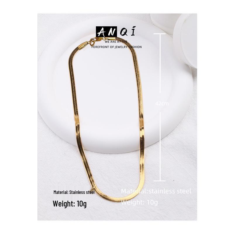 

Европейское и американское роскошное длинное ожерелье-свитер: Не выцветающая простая цепь «Змеиная кость» с лезвиями