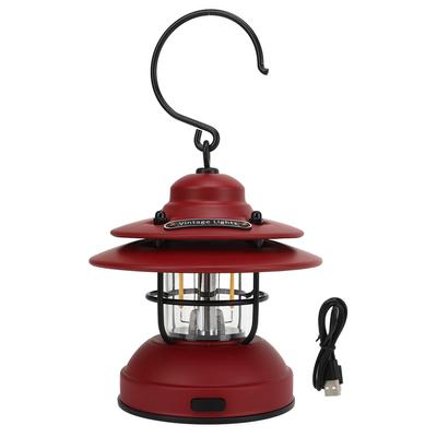 Vintage Camping Lantern IPX4 Waterproof 35‑100lm LED Portable Retro Hanging Camping Lantern for Outdoor Camping Matte