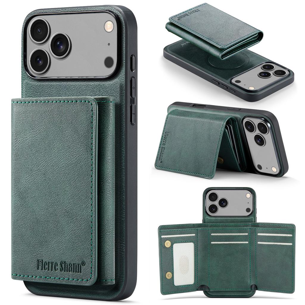 Geldbörse Kartenfach Leder Handyhülle für IPhone 17 Air 17 Pro Max 15 16 Plus 14 13 12 11 Magnetisch Magsafe Ständer Rückabdeckung