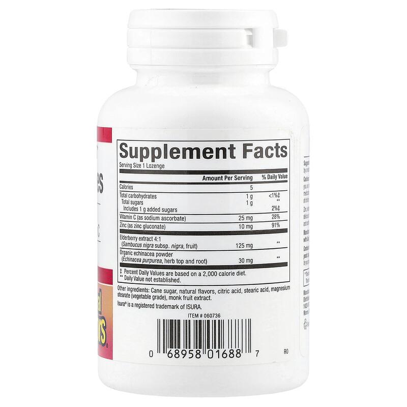 Zinc Lonzenges, With Elderberry, Echinacea & Vitamin C, Honey Blossom, 60 Lozenges