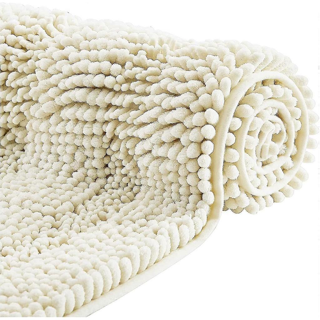 Non-slip Absorbent Bath Mat, Soft Chenille Microfiber For Bathtub Toilet Entrance Machine Washable Small 43x60cm, Gray